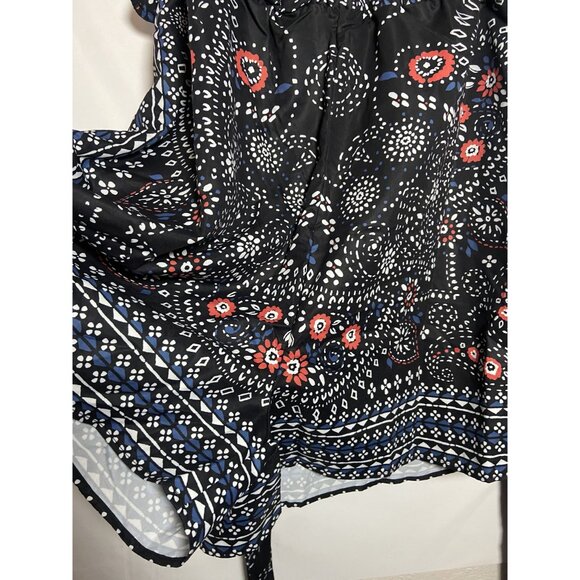 BloomChic Bandana Print Belted Pocket Surplice Neck Romper Black Size 26 NWT - Picture 15 of 16